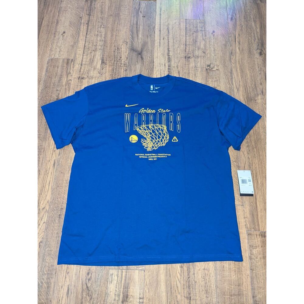 Nike NBA Golden State Warriors Courtside‎ Max90 Blue Tee FJ0371-495 Size XXL